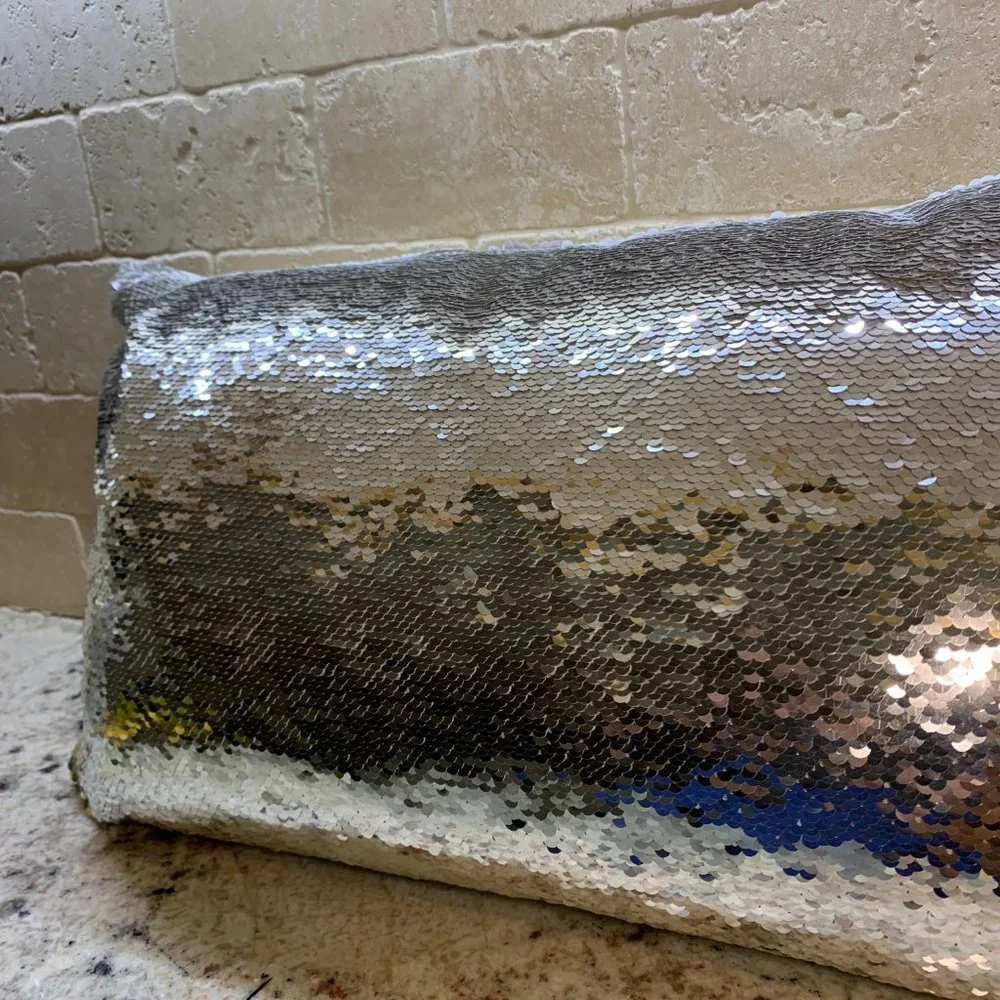 Pier 1 Reversible Sequin Pillow Silver